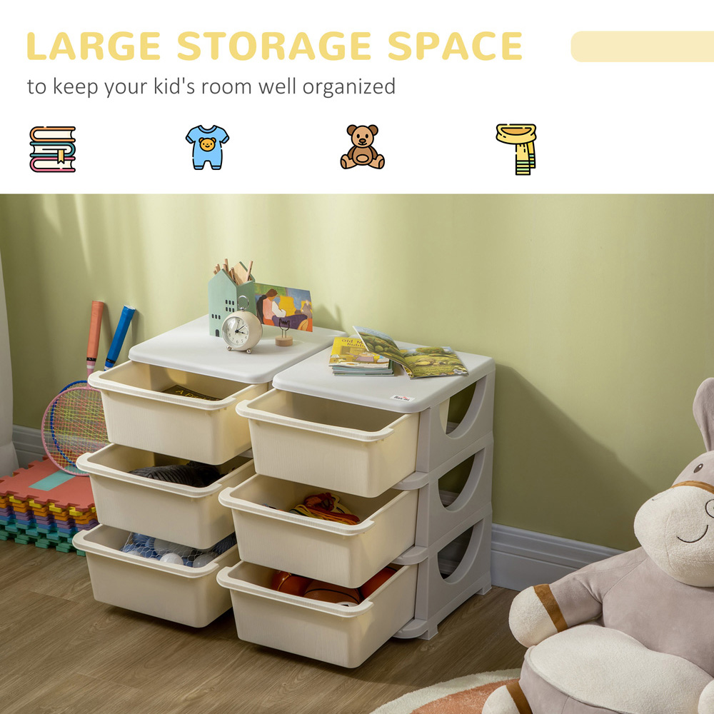 Playful Haven Cream 6 Drawers Kids Storage Unit Image 4