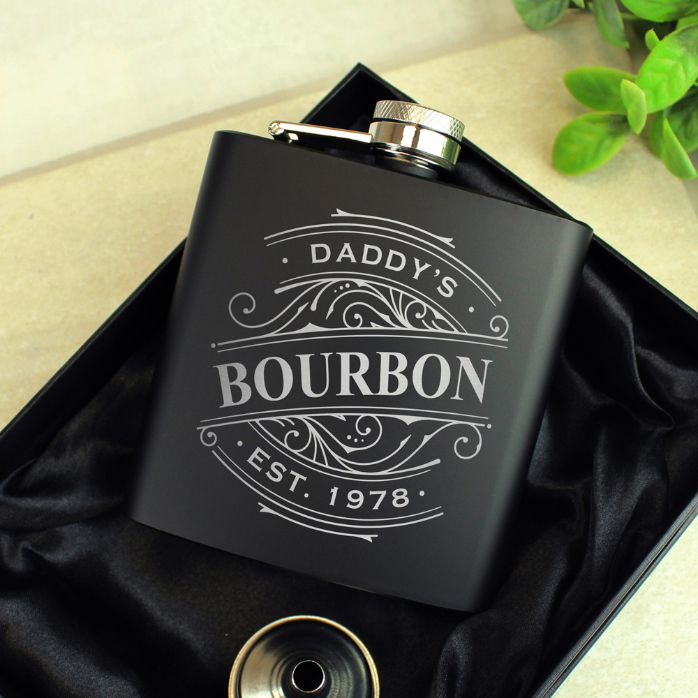 Personalised Memento Personalised Spirit Black Hip Flask Image 3