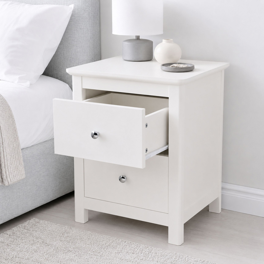 Core Products Nairn 2 Drawer White Bedside Cabinet Image 7