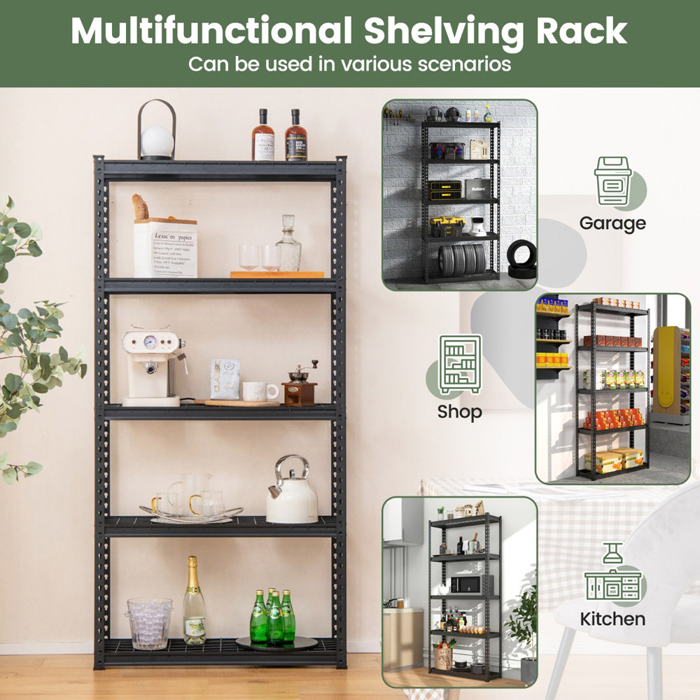 Costway 5 Shelf Black Warehouse Shelving Unit Image 7