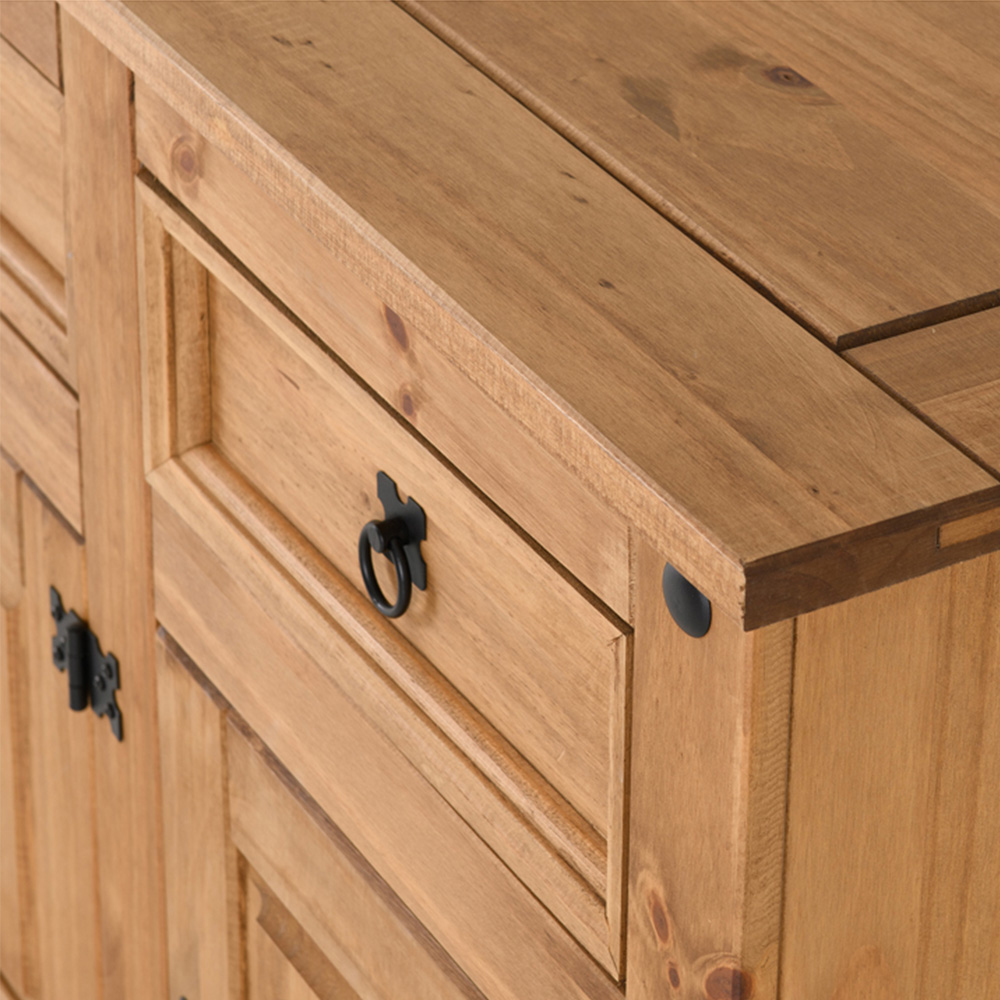 Seconique Corona 3 Door 3 Drawer Distressed Waxed Pine Sideboard Image 5