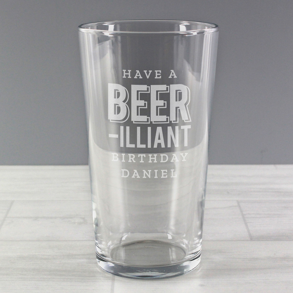 Personalised Memento Company Personalised Beer-Illiant Birthday Pint Glass Image 2