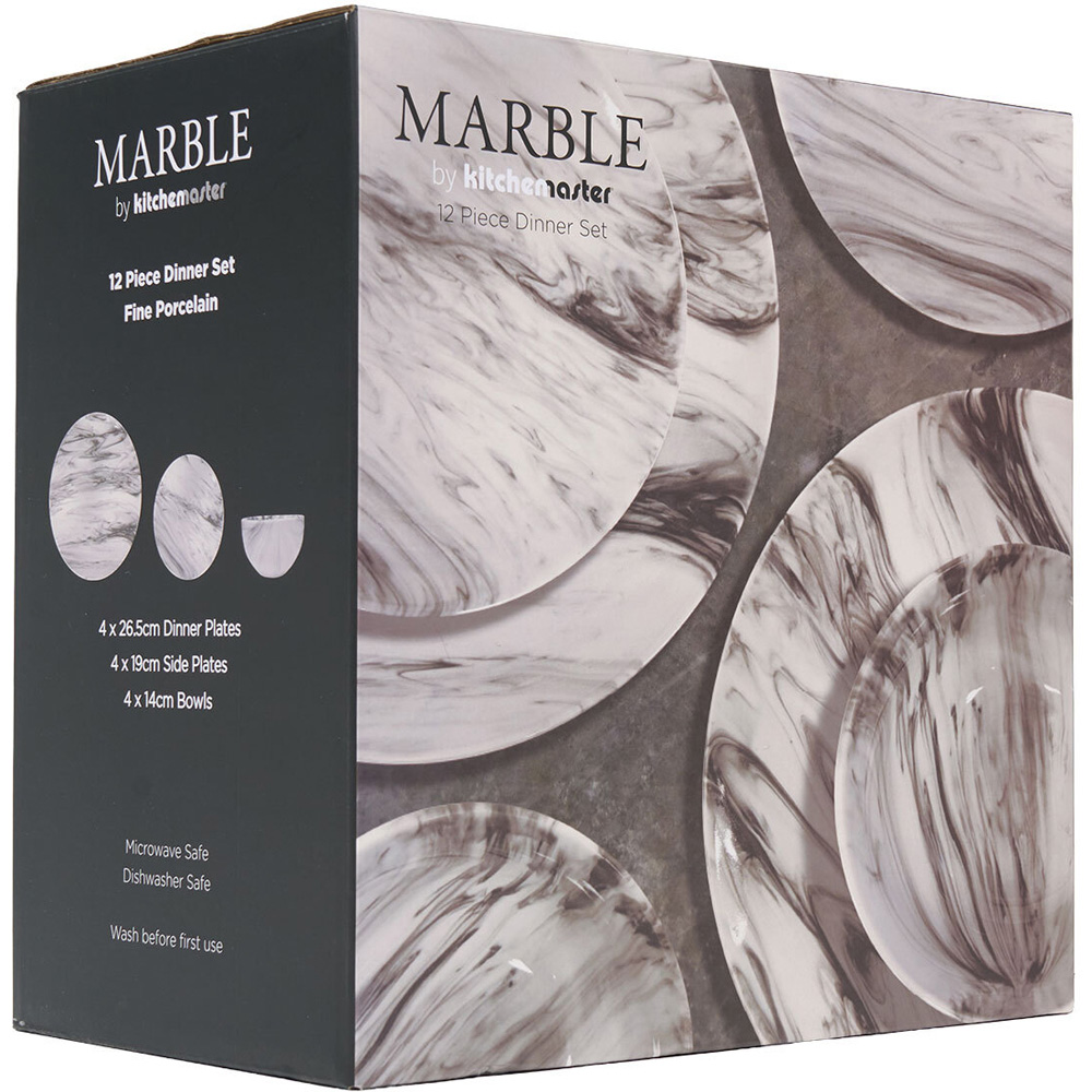 12 Piece Marble in Glaze Dinner Set White Image 5