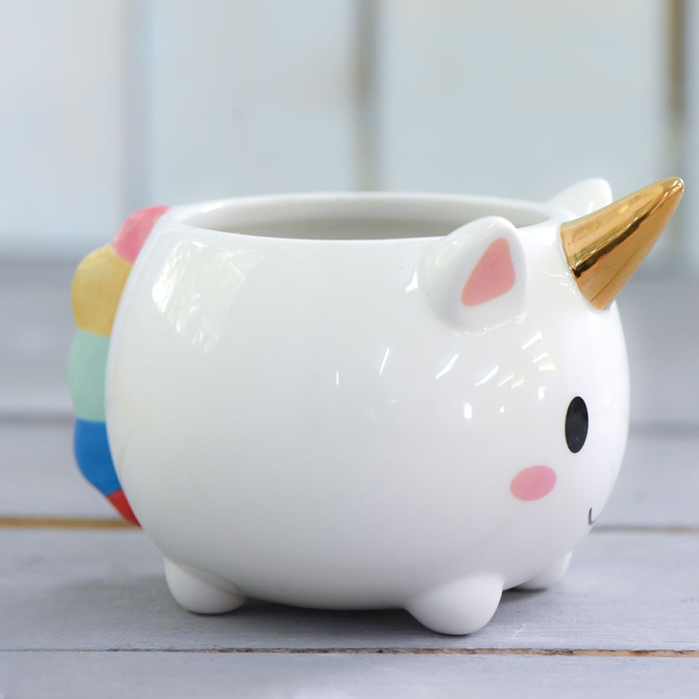 Thompson & Morgan Unicorn Pot with Gold Horn Set of 2 Image 2