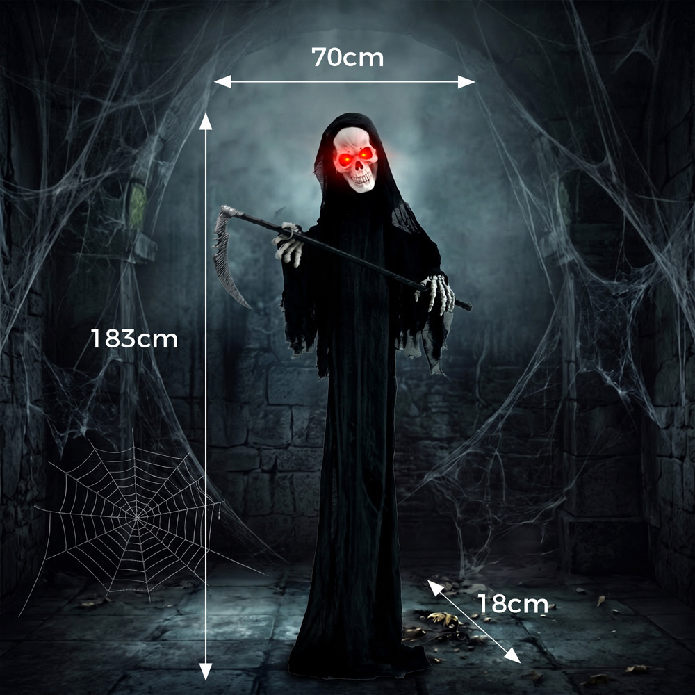 HOMCOM Light Up Life-Size Animated Grim Reaper Halloween Decoration 6ft Image 8