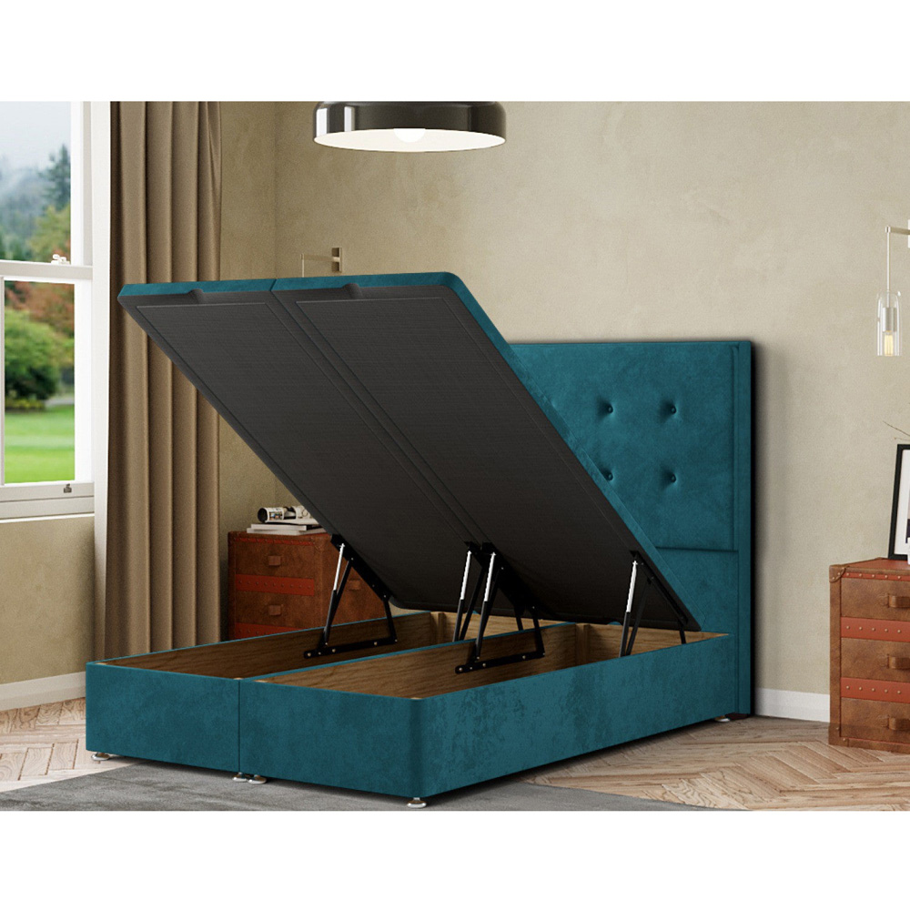 Eleganza Darlington Small Double Emerald Plush Ottoman Bed with Floor Standing Headboard Image 2