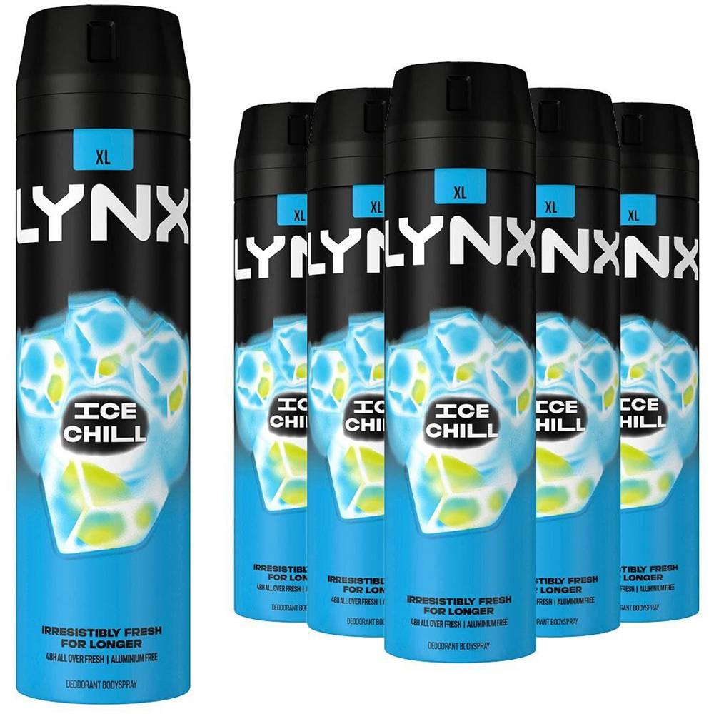 Lynx Ice Chill Iced Mint and Lemon 48H Protection Deodorant Body Spray 200ml 6 Pack Image 1