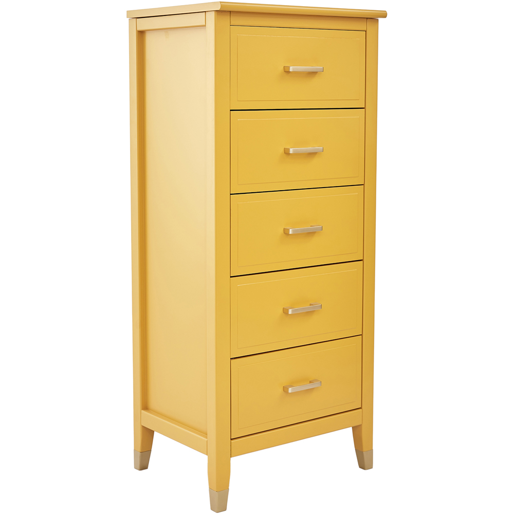 Palazzi 5 Drawer Mustard Narrow Chest of Drawers Image 4