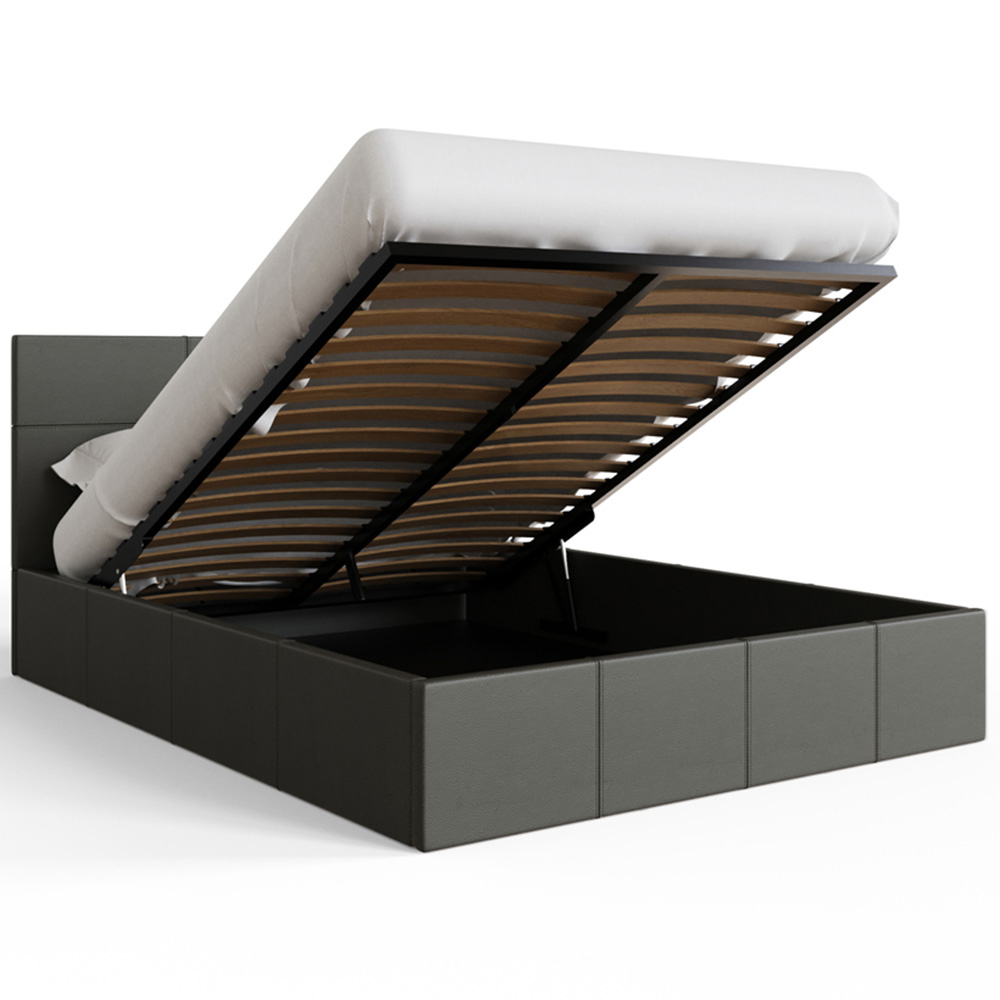 GFW Small Double Grey Faux Leather End Lift Ottoman Bed with Memory Pocket Spring Mattress Image 5