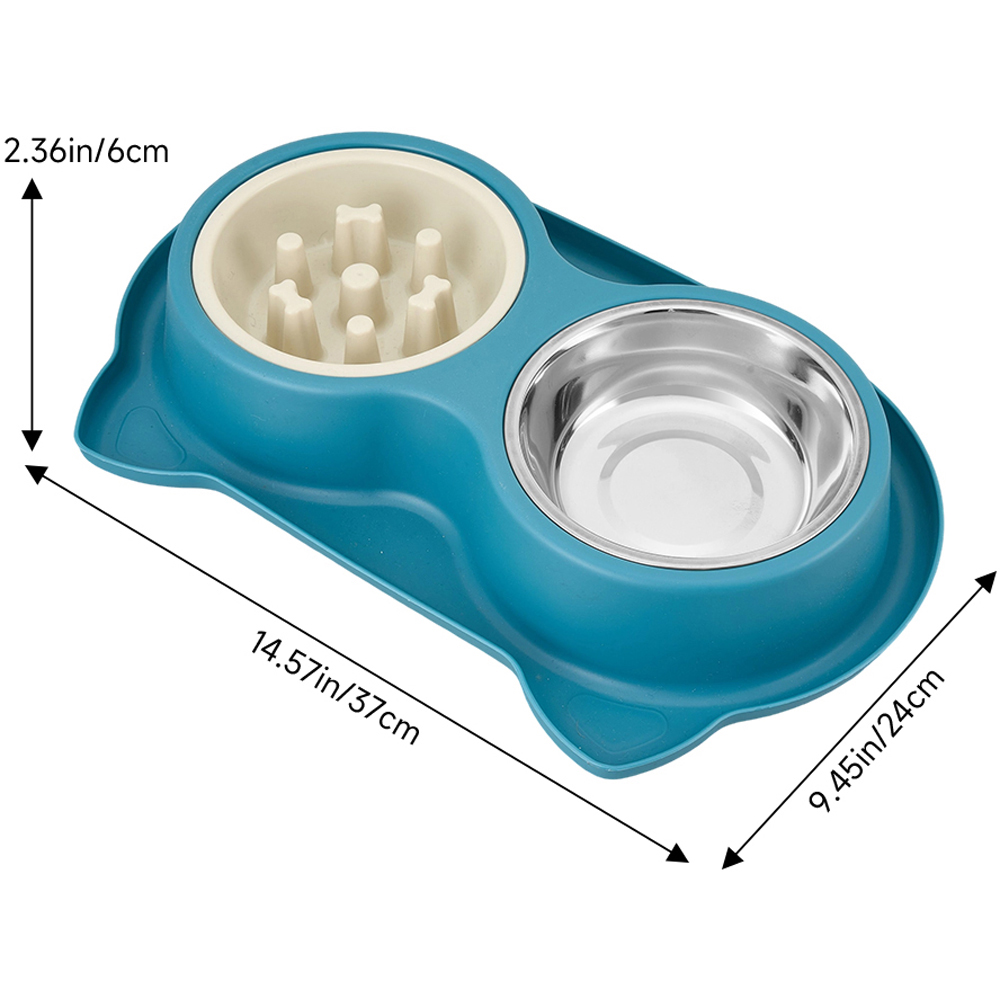 H&O Direct Blue Dual Bowl Pet Feeder Image 5