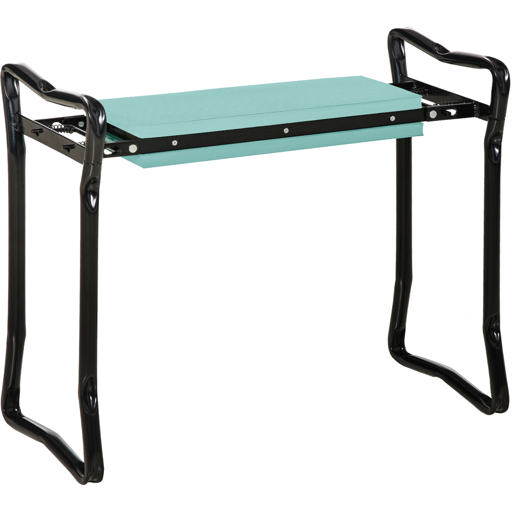 Outsunny 2 in 1 Green Folding Bench and Kneeling Pad Image 1