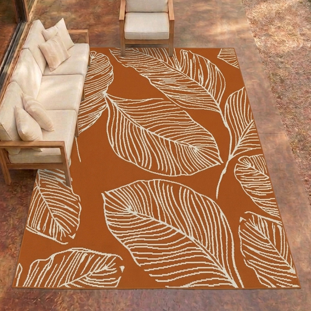 Portland Rugstyle Terracotta Leaf Rug 120 x 170cm Image 1
