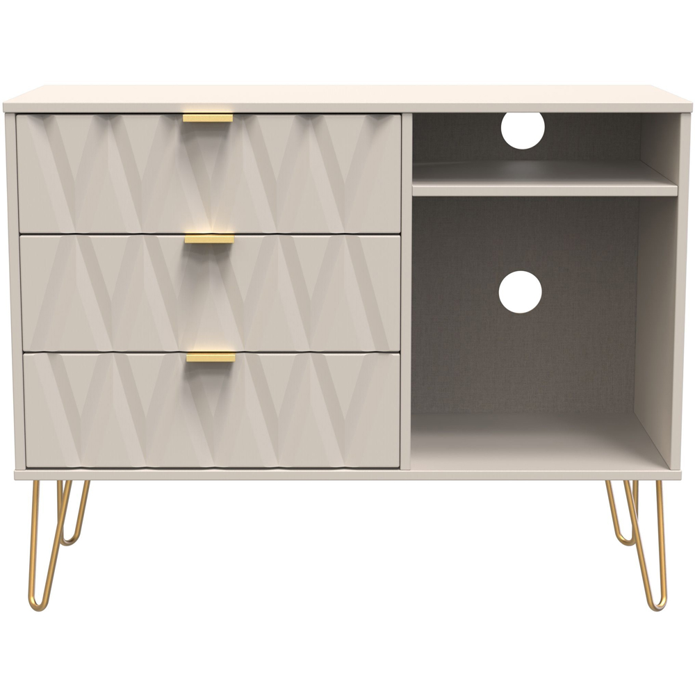 Crowndale Diamond 3 Drawer 2 Shelf Kashmir Matt TV Unit Ready Assembled Image 6