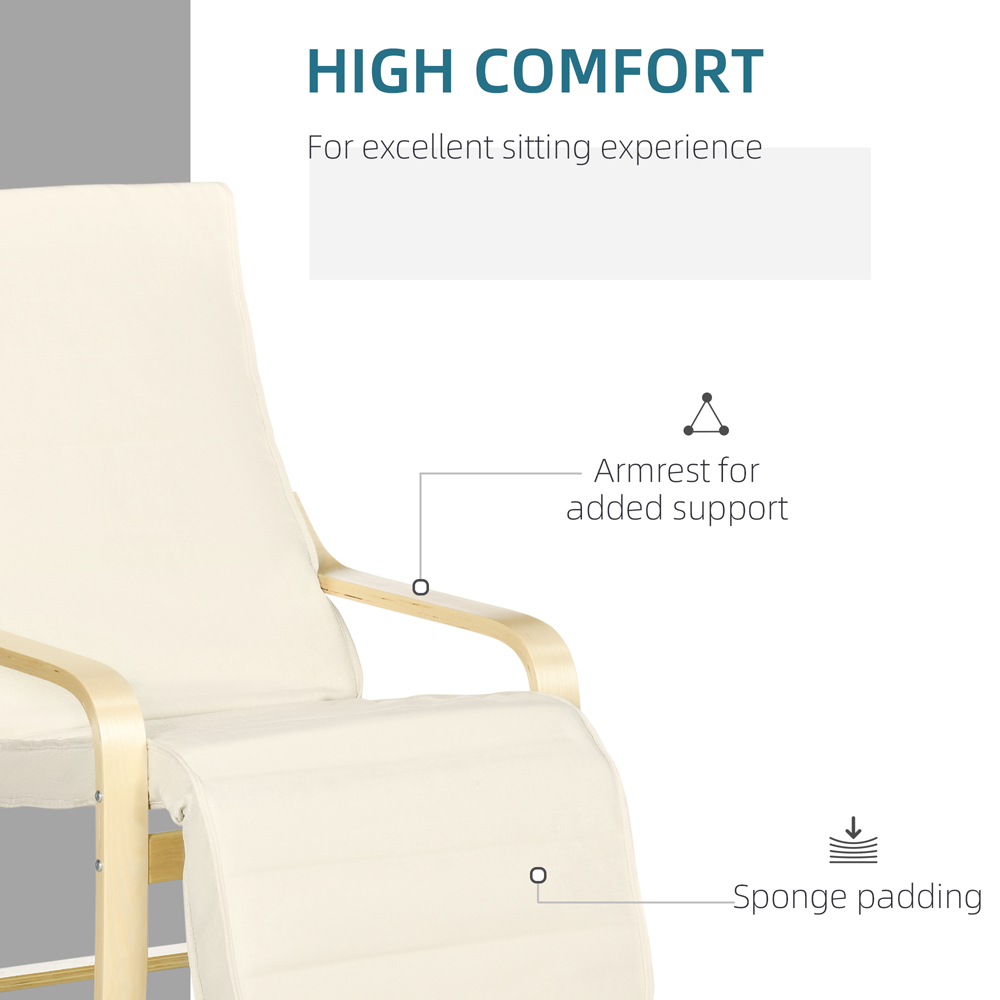 Portland Cream White Wooden Lounging Chair Image 5
