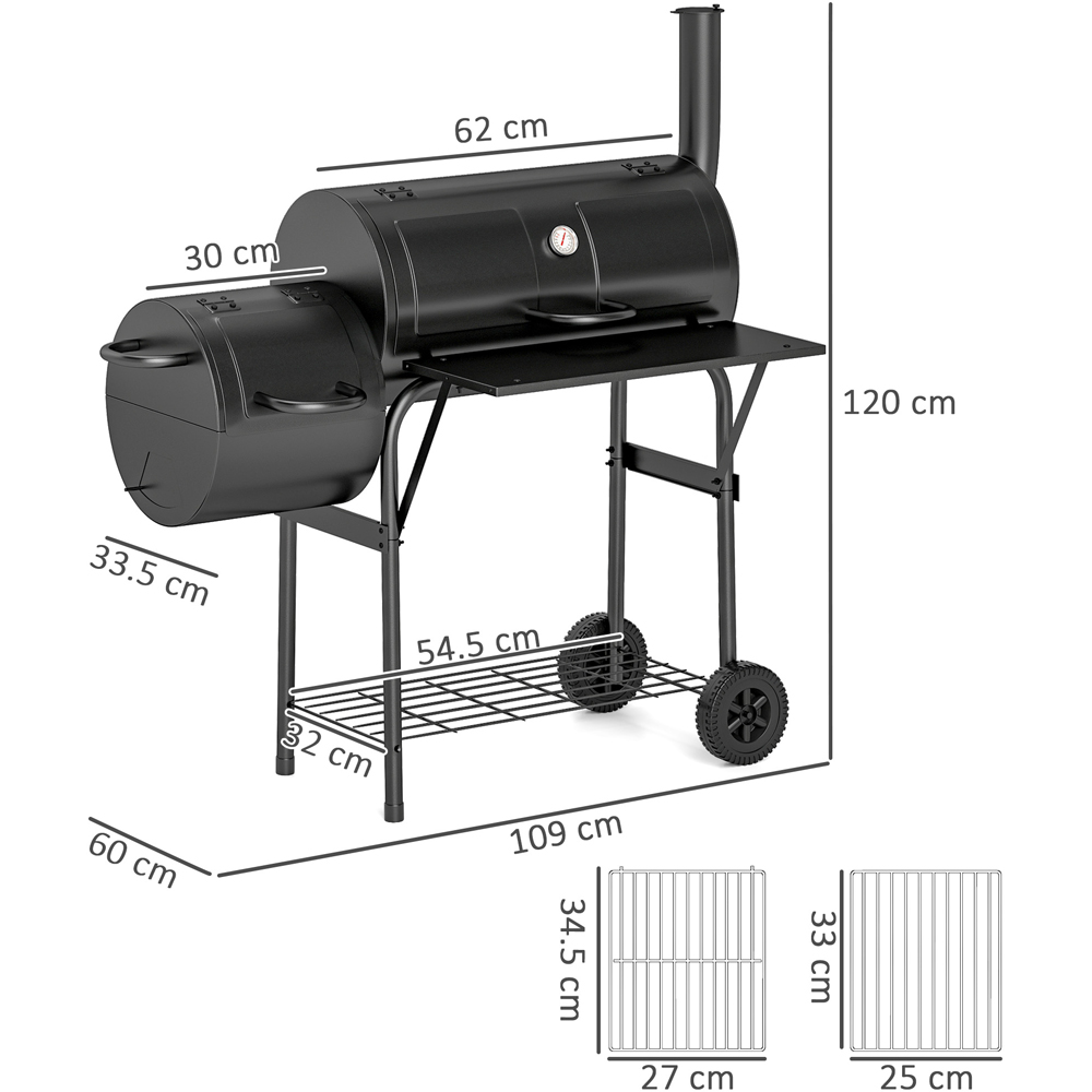 Outsunny Black Portable Outdoor Charcoal Grill with Offset Smoker Image 4
