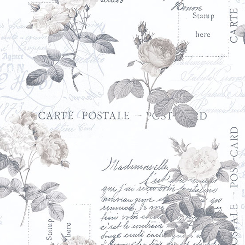 Galerie Nostalgie Roses and Postcards Beige Wallpaper Image 1