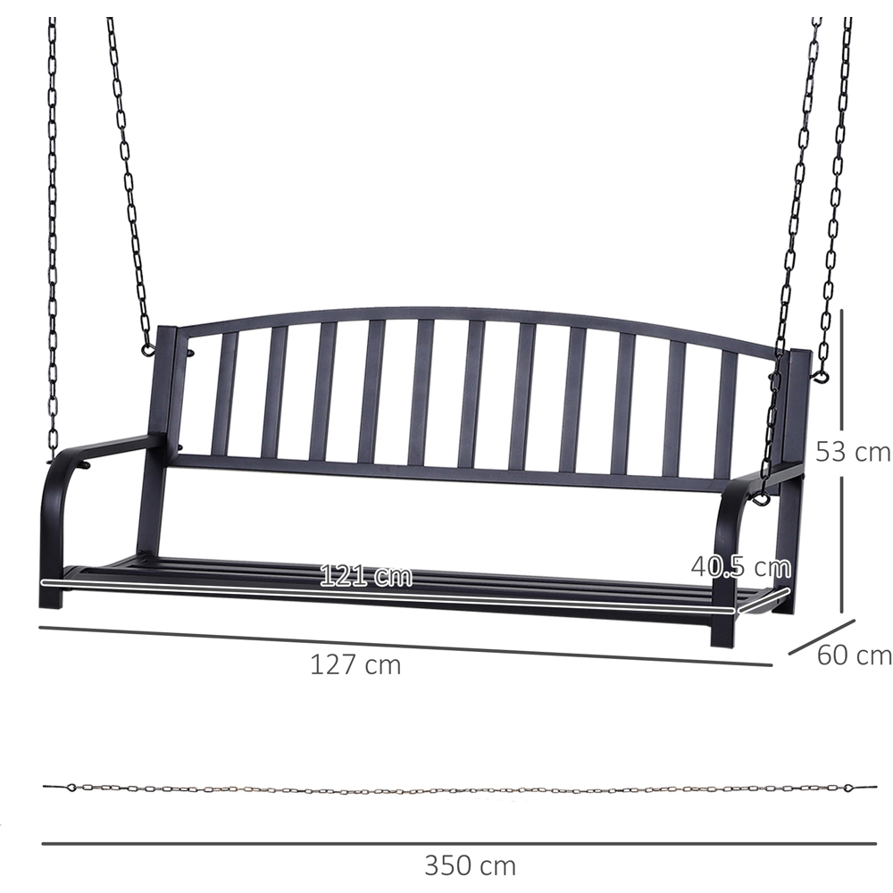 Outsunny 2 Seater Black Minimalist Garden Swing Chair Image 7