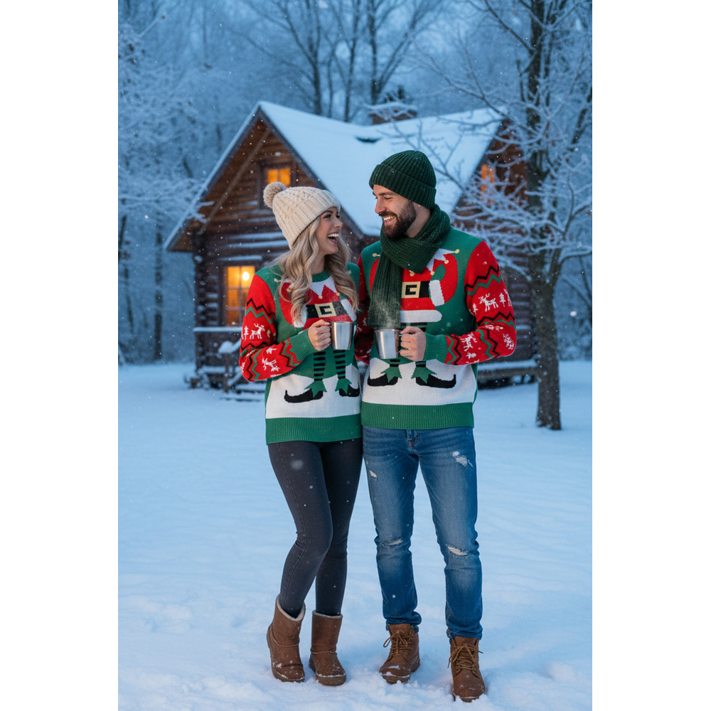 Noel Square Unisex Elf Crew Neck Christmas Jumper Medium Multicolour Image 3