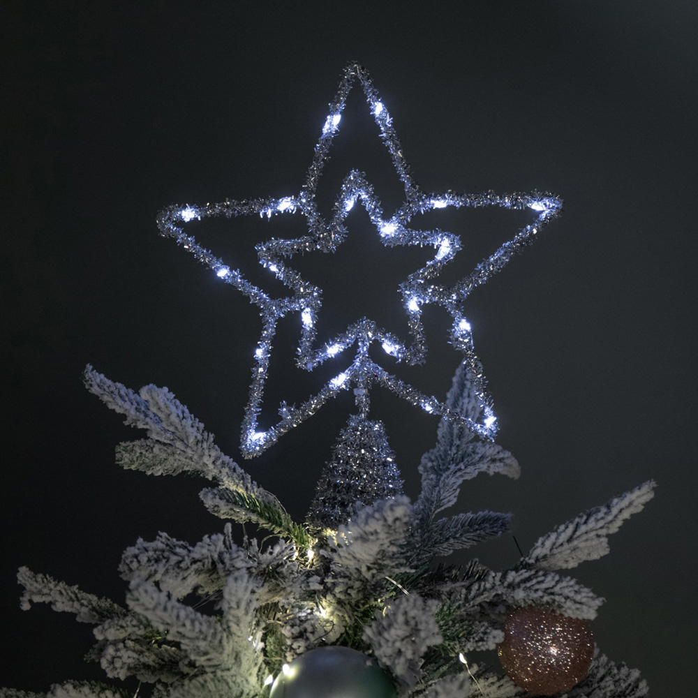 Samuel Alexander White Multi-Function LED Silver Star Christmas Tree Topper 28cm Image 7