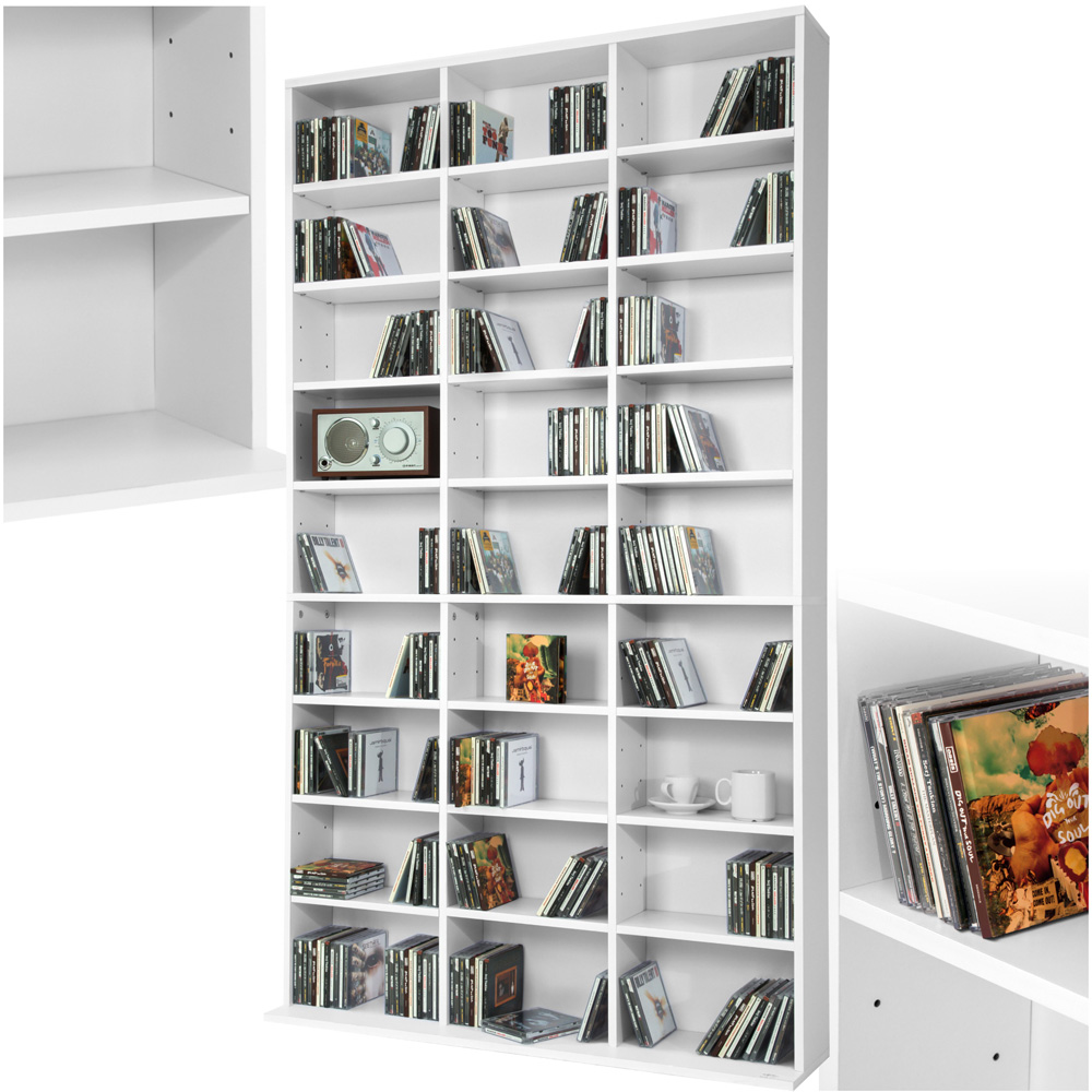 tectake Christel 27 Shelf White CD Shelf Image 2