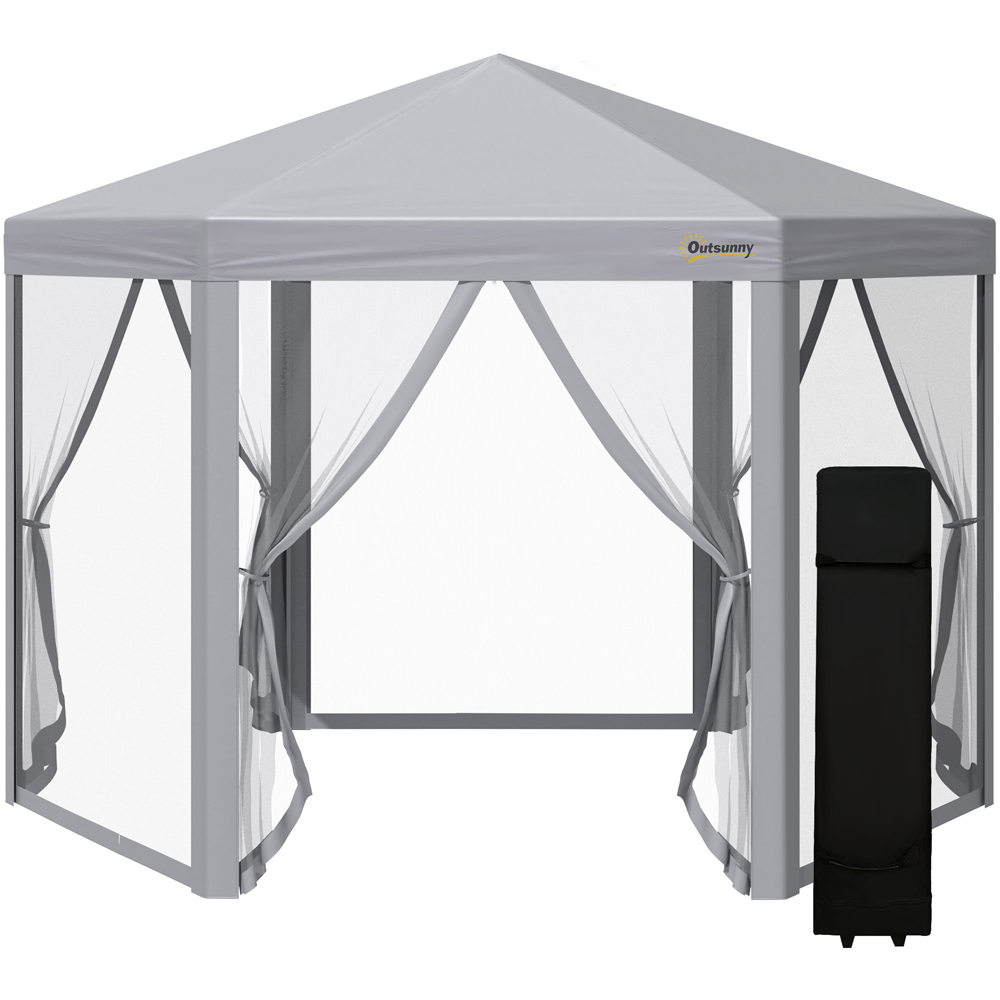 Outsunny 3 x 3m Grey Steel Frame Pop Up Gazebo with Mesh Curtains Image 2