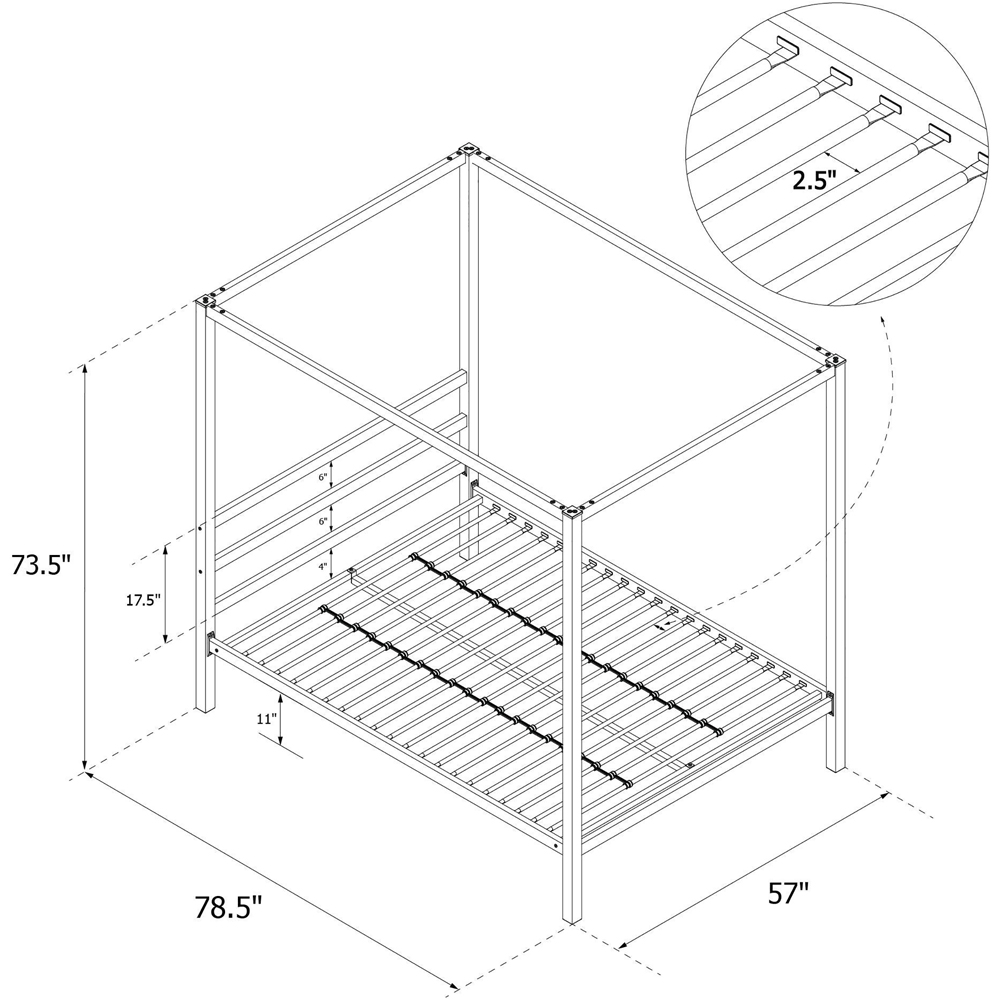 Dorel Double Metal Canopy Bed Image 7