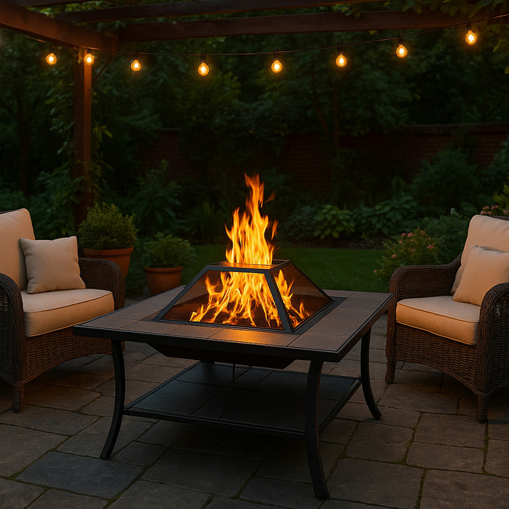 Centurion Supports Shango Black and Ceramic Fire Pit Table Image 4