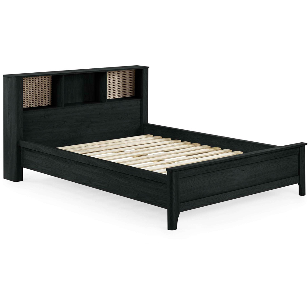 Julian Bowen Sydney Double Black Ash Effect Rattan Print Bookcase Bed Frame Image 2