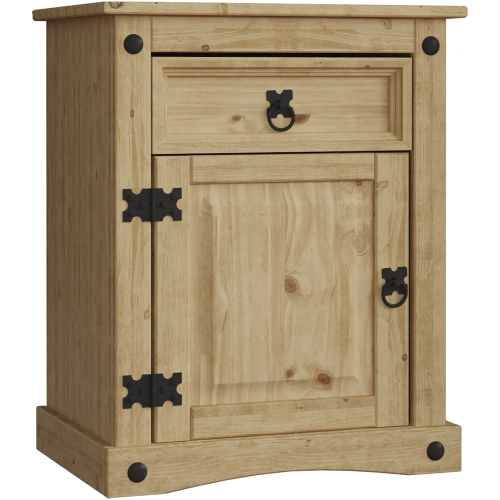 Vida Designs Corona Single Door Single Drawer Pine Bedside Cabinet Image 2