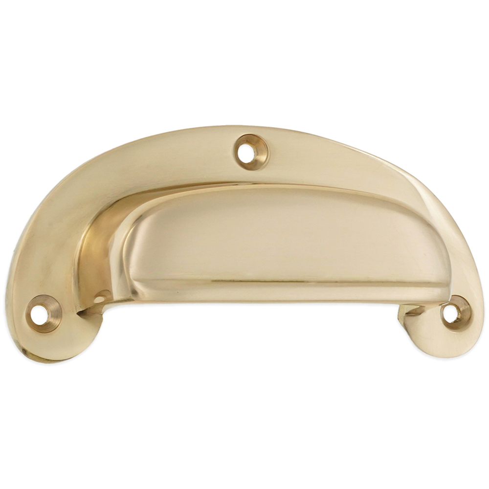 Spira Brass Traditional Polished Brass Cup Pull Drawer Handle Image 1