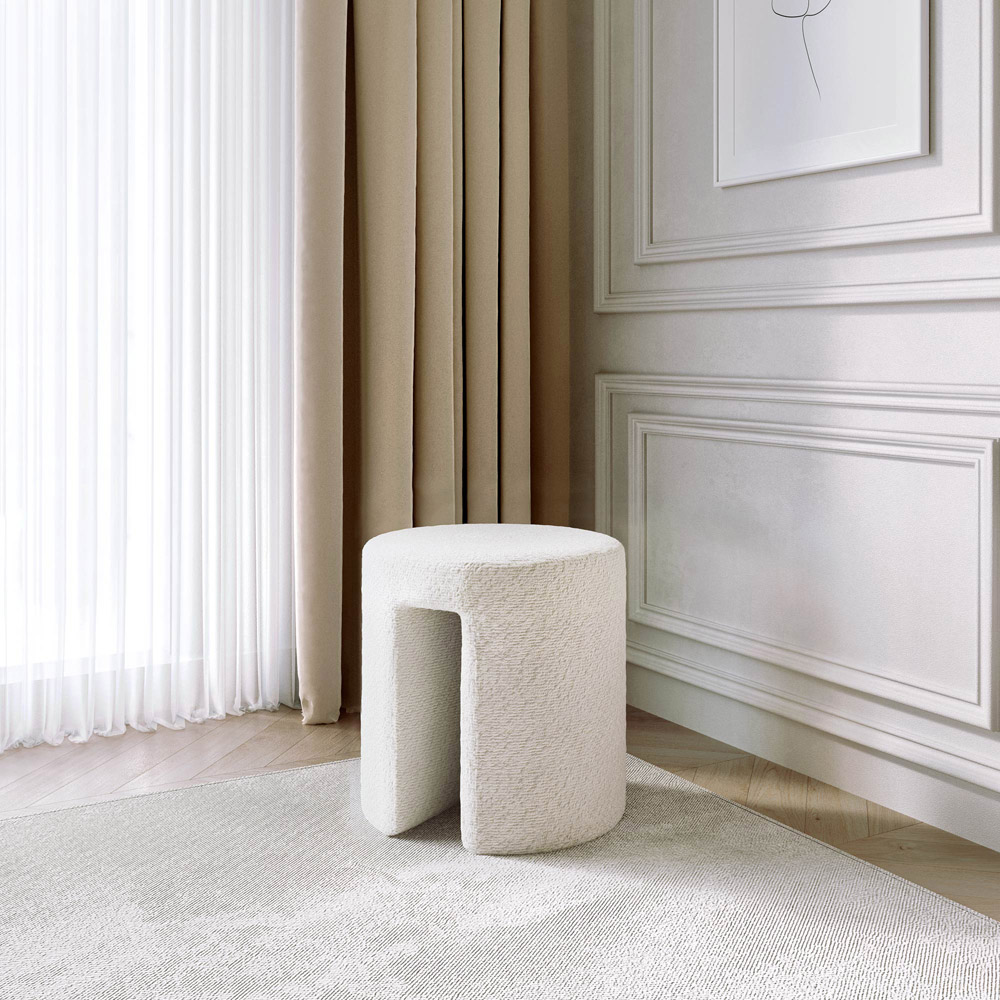 CARME Home Isla Ivory Bouclé Stool Image 6