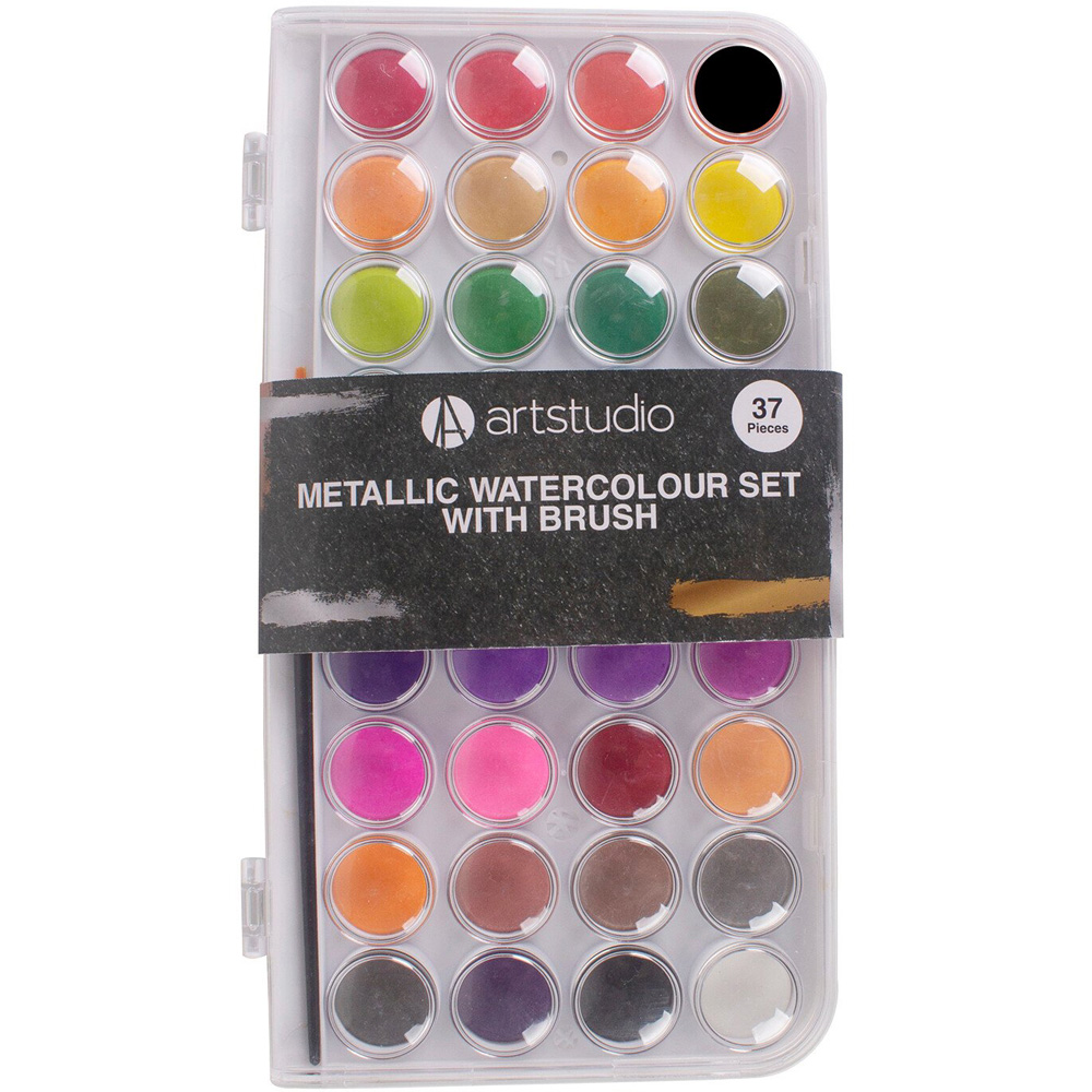 Art Studio Watercolour Set With Brush - Metallic Image