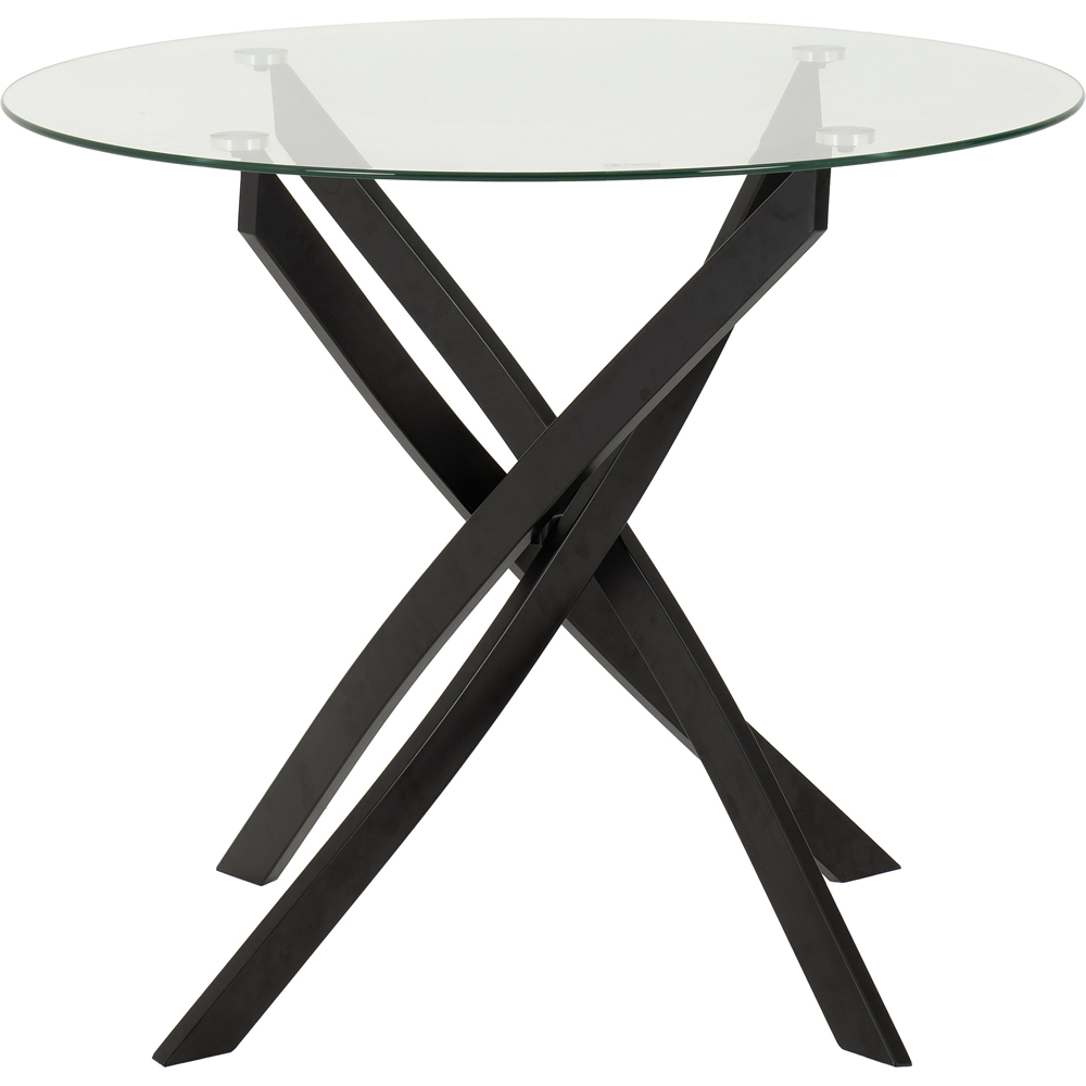 Seconique Sheldon Round Glass Top Dining Table Black Image 2