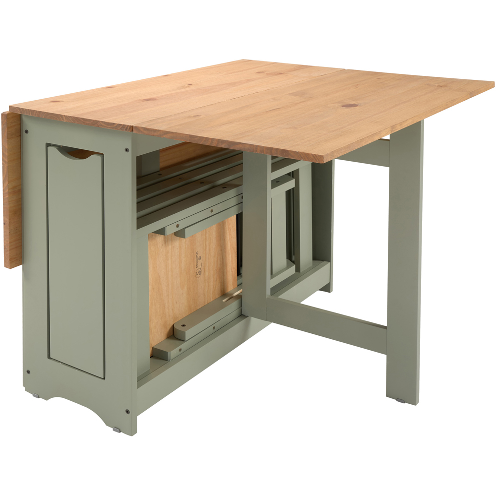 Seconique Santos Single Shelf Butterfly Foldaway 4 Seater Dining Set Green and Waxed Pine Image 6