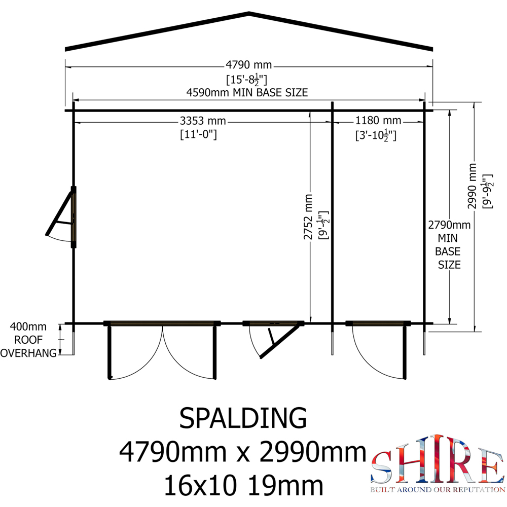 Shire Bourne 16 x 10ft Apex Garden Log Cabin Image 8