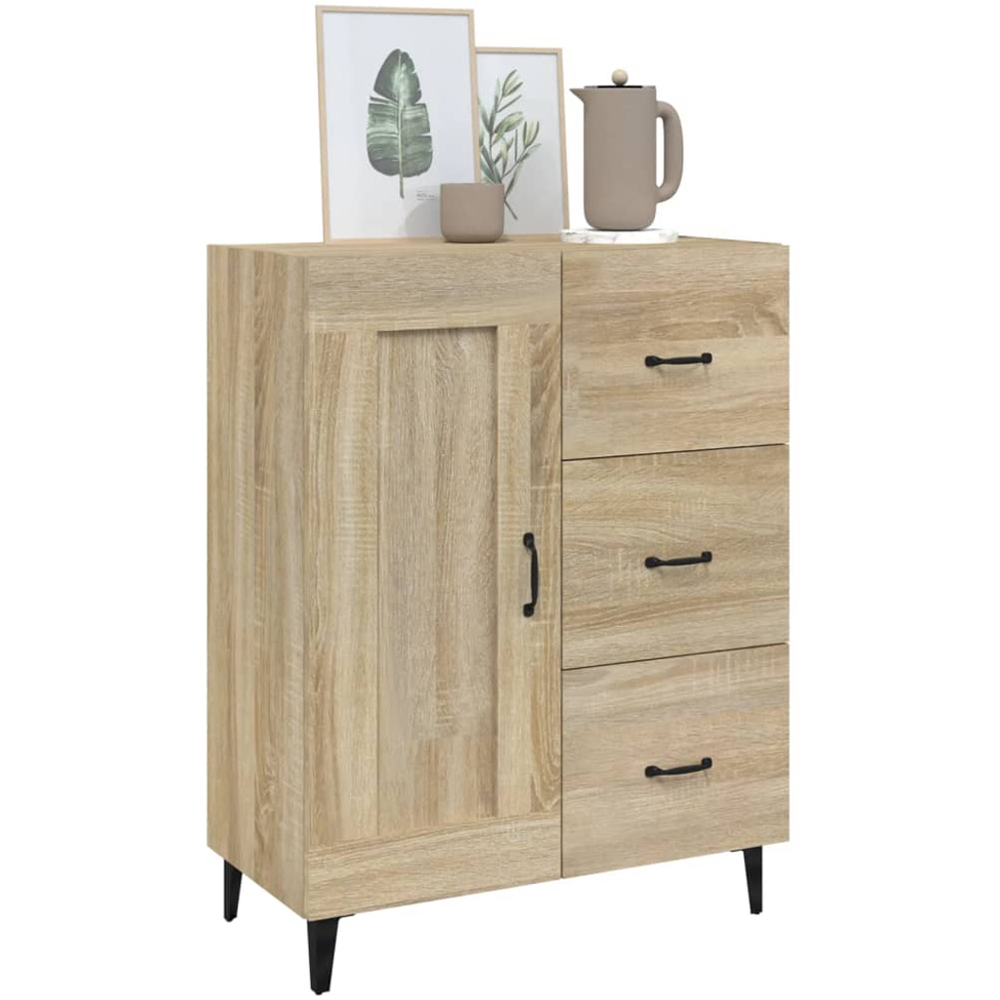 vidaXL Single Door 3 Drawer Sonoma Oak Sideboard Image 4