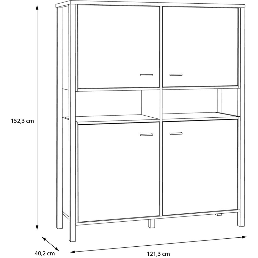 Florence High Rock 4 Door Matt Black and Riviera Oak Storage Cabinet Image 8