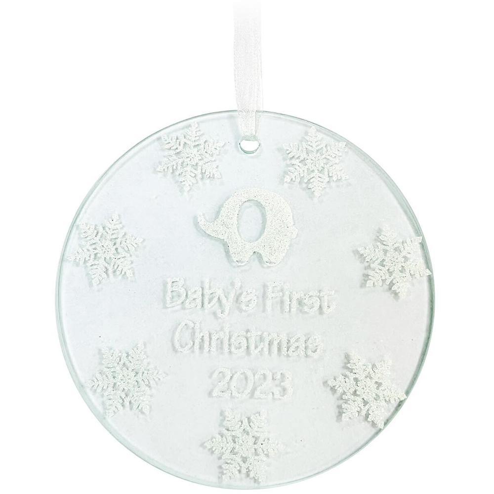 Baby's 1st Silver Glass Ornament Image