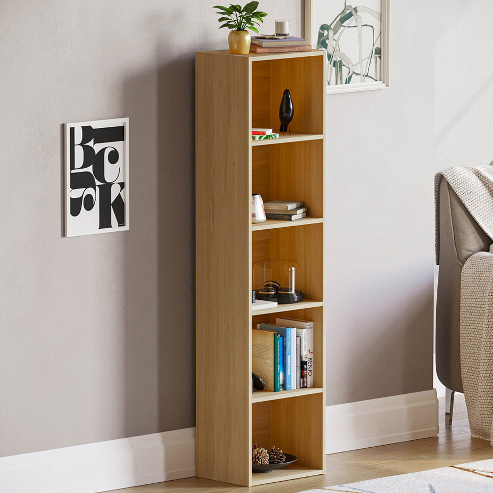 Vida Designs Oxford 5 Shelf Oak Cube Bookcase Image 1