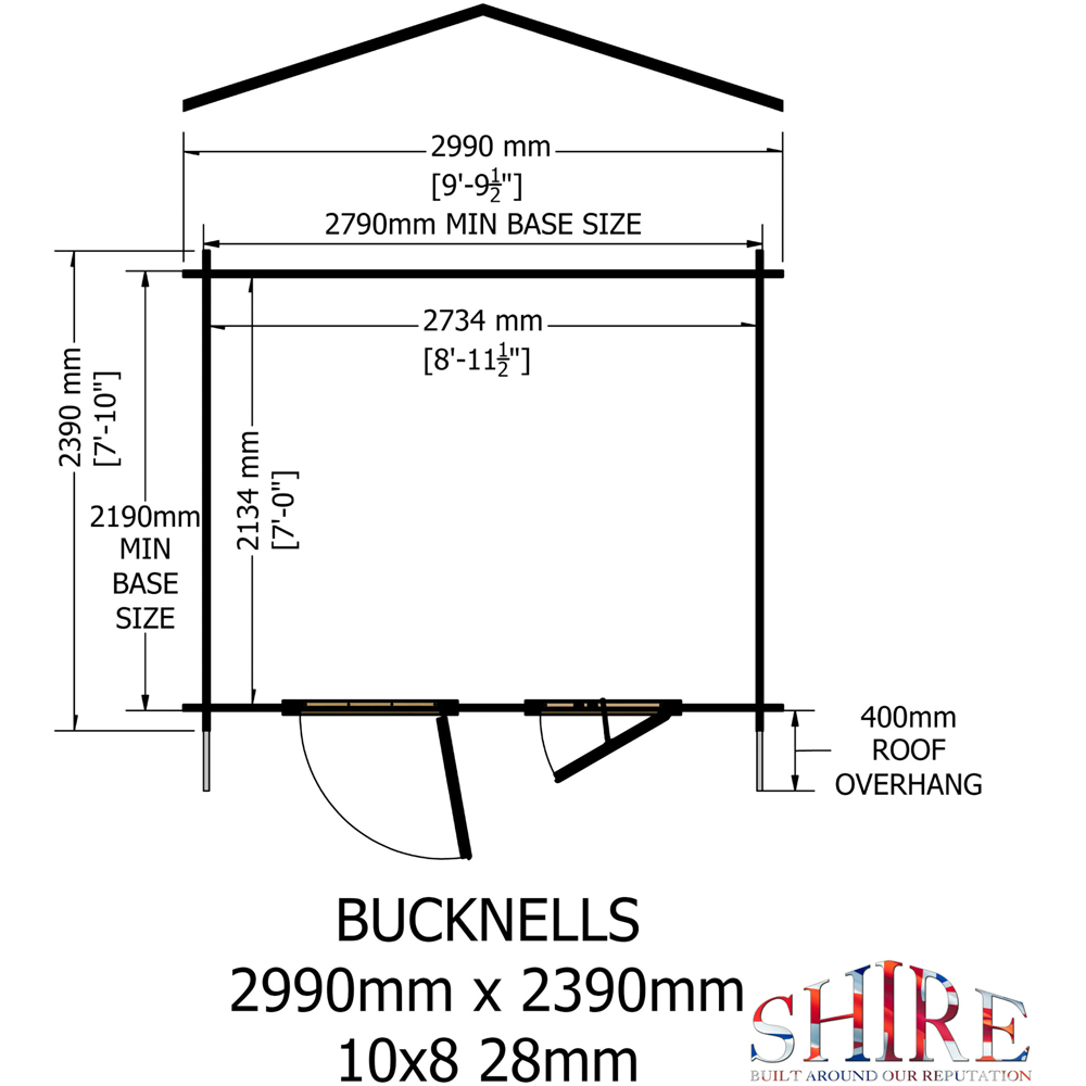 Shire Bucknells 10 x 8ft Pressure Treated Log Cabin Image 9