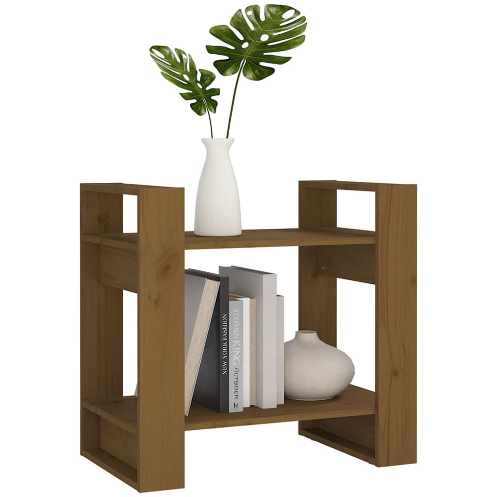 vidaXL 2 Shelf Honey Brown Solid Pine Wood Bookcase Image 5