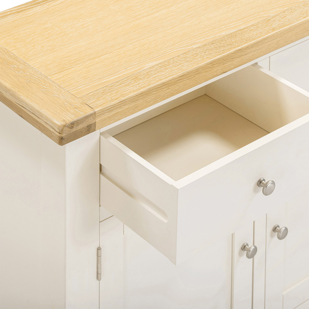 Seconique Windsor 2 Door 2 Drawer Ivory and Oak Sideboard Image 7