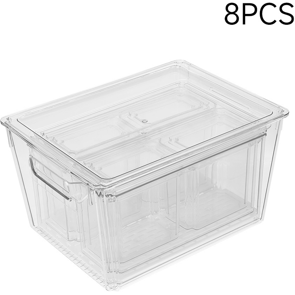 Living and Home Clear Stackable Fridge Organiser Storage Box Set 8 Pack Image 7
