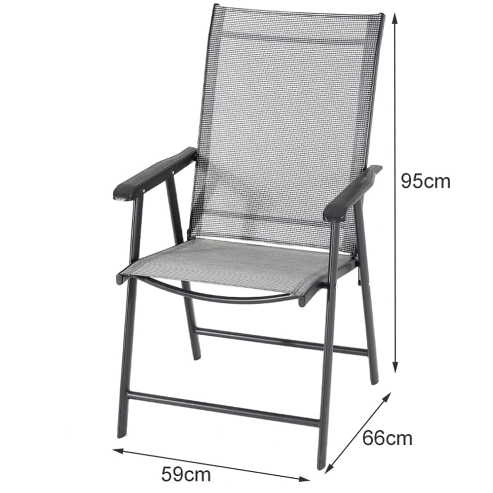 Living and Home Foldable 2 Seater Black Tempered Glass Patio Set Image 7