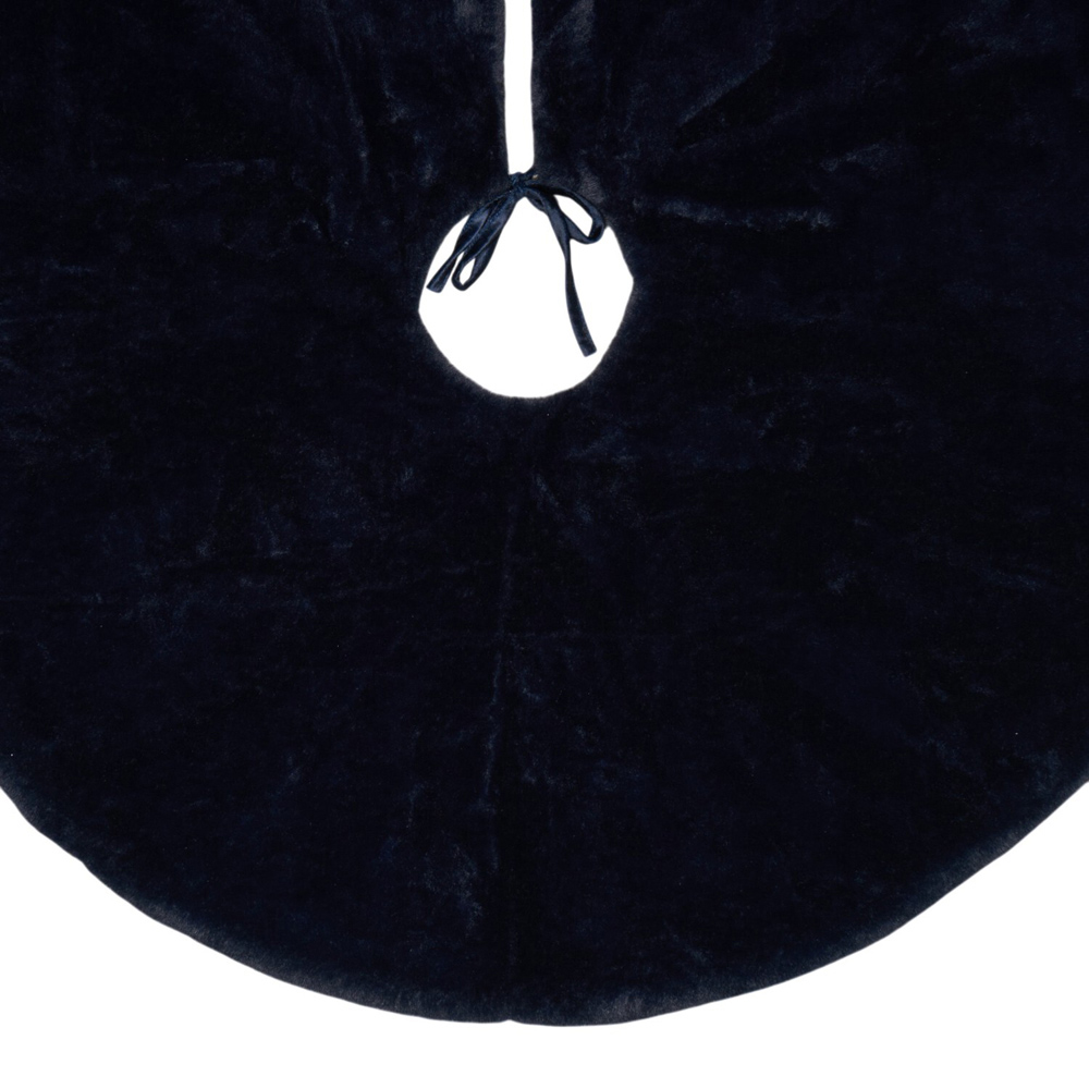 Faux Fur Christmas Tree Skirt Navy Image 2