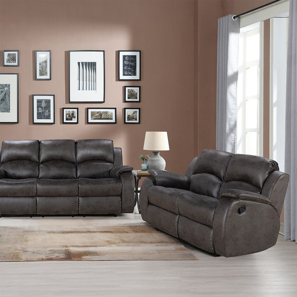 Monaco Pellissima 2 Seater Grey Leather Manual Recliner Sofa Image 5