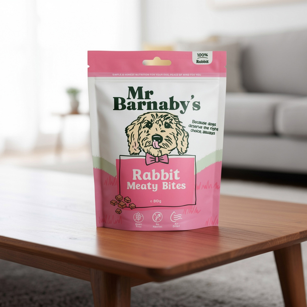 Mr Barnaby's Rabbit Meaty Bites Dog Treats 80g 4 Pack Image 2