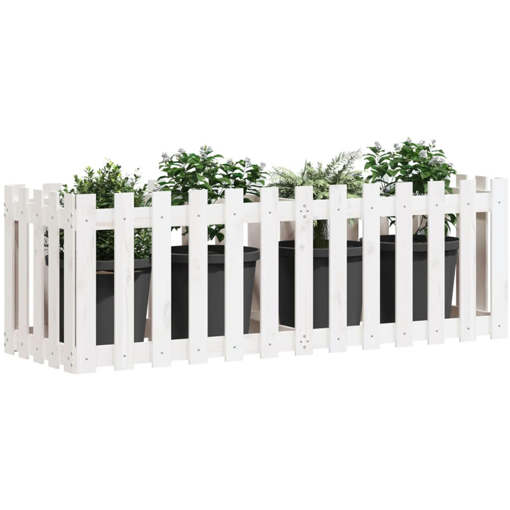 vidaXL White Pine Wood Raised Garden Bed 50 x 50 x 150cm Image 2