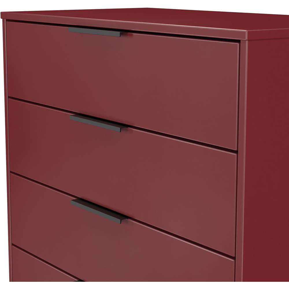 Crowndale Hong Kong 4 Drawer Red Matt Chest of Drawers Ready Assembled Image 5
