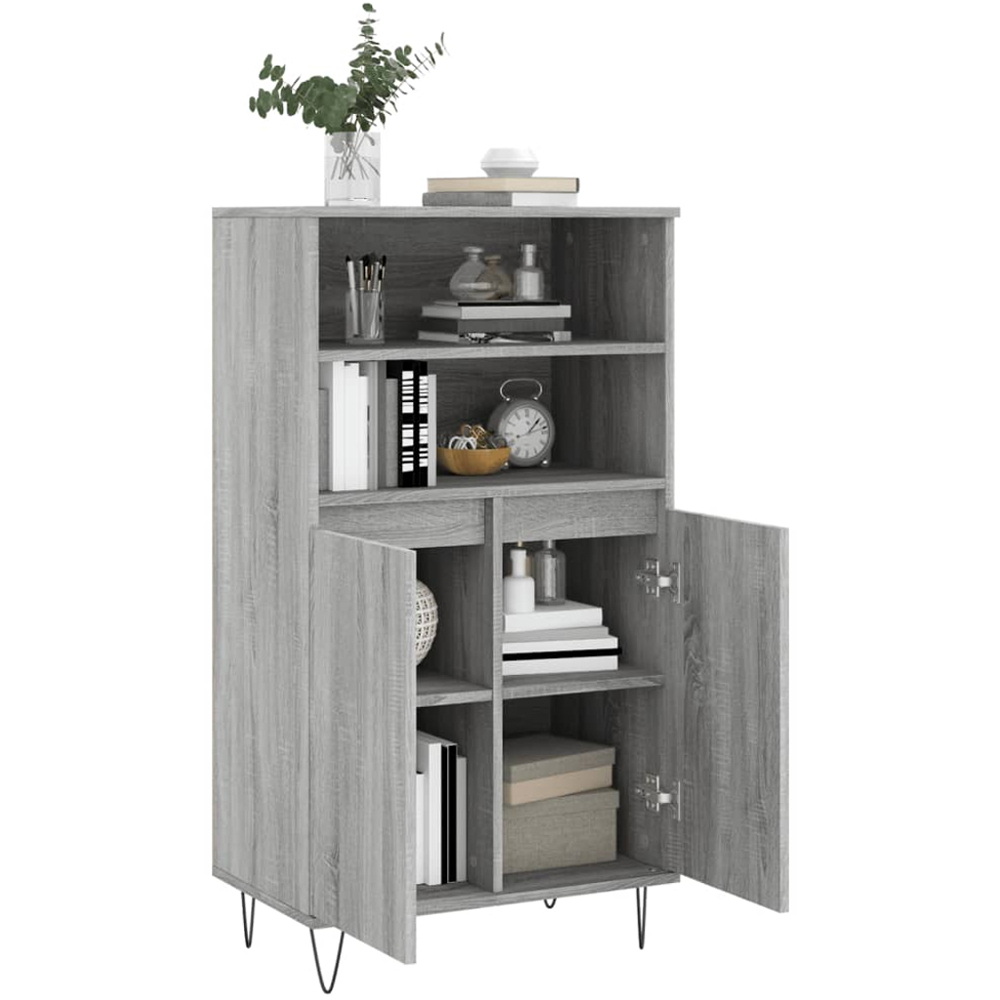 vidaXL 2 Door 2 Shelf Grey Sonoma Highboard Image 4